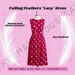 Emily & Fin 4x "Lucy" Too Much Fun Dress in Falling Feathers Print